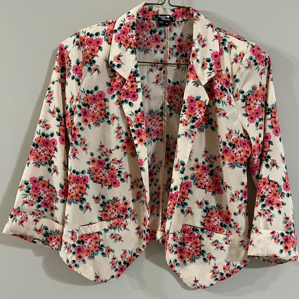 sequin hearts floral blazer